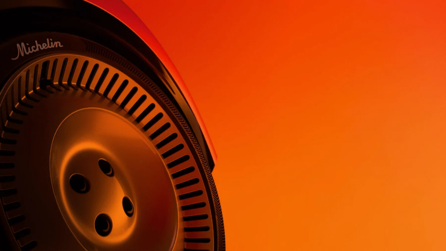 Detalle de la rueda con neumático Michelin del concepto eléctrico inspirado en el Citroën 2CV