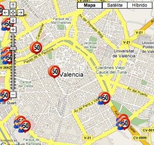 Listado de radares en Google Maps