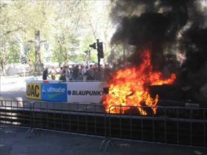 El Clase C arde en la presentación de la DTM