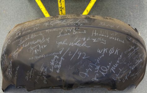 Restoration is underway on the 1-millionth Corvette, a 1992 convertible, that was damaged in the sinkhole that opened up beneath the National Corvette Museum, in Bowling Green, Ky., on Feb. 12, 2014. Completion of the project is scheduled for September.