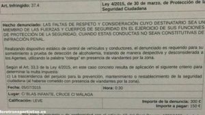 Llamar «colega» a un Guardia Civil tiene un coste: Una multa de 300 euros
