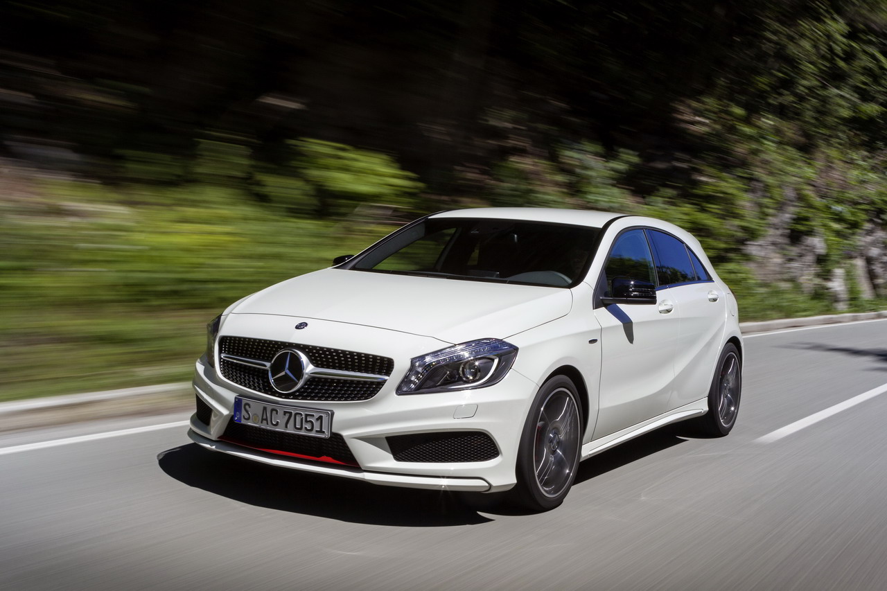 Mercedes-Benz A 250 SPORT, (W 176), Fahrveranstaltung Slowenien 2012 / Press Drive Slovenia 2012 Lack: zirruswei�?, Ausstattung: ARTICO / DINAMICA schwarz