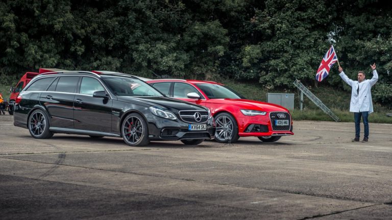 ¿Cuál es el resultado de enfrentar en una carrera de drag al Audi RS6 Avant y Mercedes E63 S Estate?