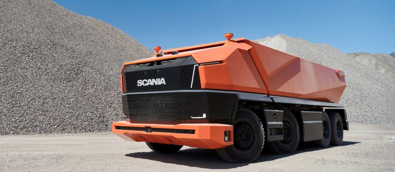 Este camión no tiene cabina, es autónomo y se llama Scania AXL