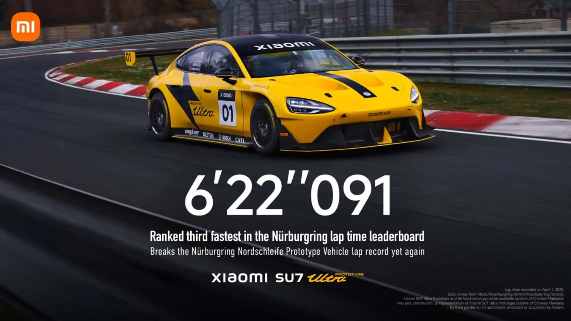 Un prototipo del Xiaomi SU7 Ultra vuelve a romper su propio récord en Nürburgring