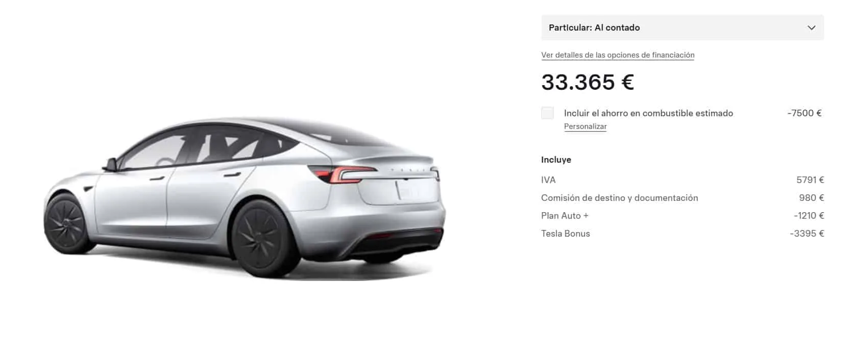 El Tesla Model 3 Standard tumba su precio por debajo de 30.000 euros con financiación al 2,01% TAE